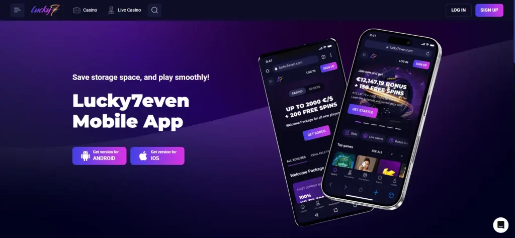 Lucky7even English-AU web app installation instructions for Android and iPhone